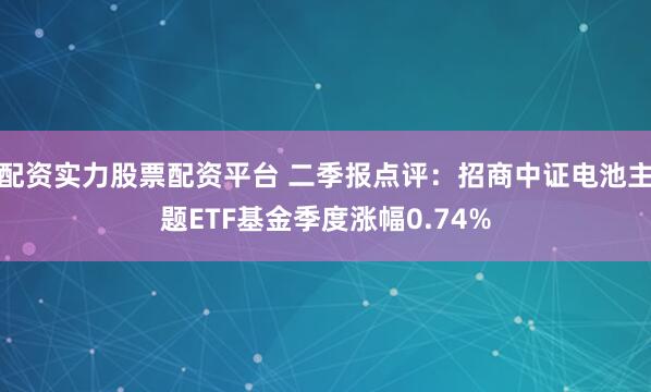 配资实力股票配资平台 二季报点评：招商中证电池主题ETF基金季度涨幅0.74%